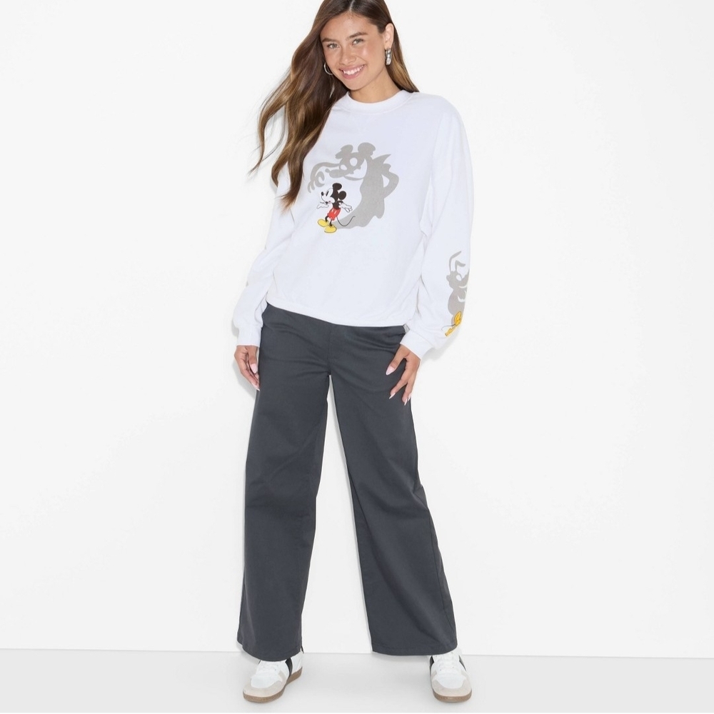 Women's Mickey & Friends Shadows Graphic Sweatshirt - White XS - Picture 1 of 3